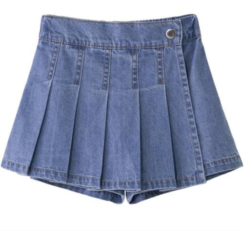 Vintage Pleated Girls Skirt Summer Casual School Girls Uniform Clothing Cozy Cowboy Kids Skirt Shorts Children Costumes 2-12Yrs