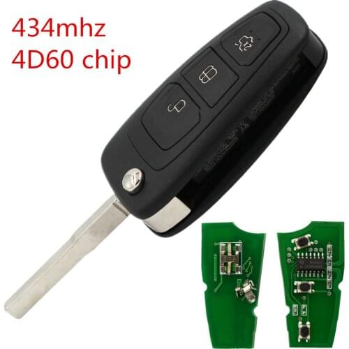 XRSHKEY 3 Button Folding Remote Key 433MHZ With 4D60 Chip for MK3 and T6 Ranger with HU101 uncut Blade