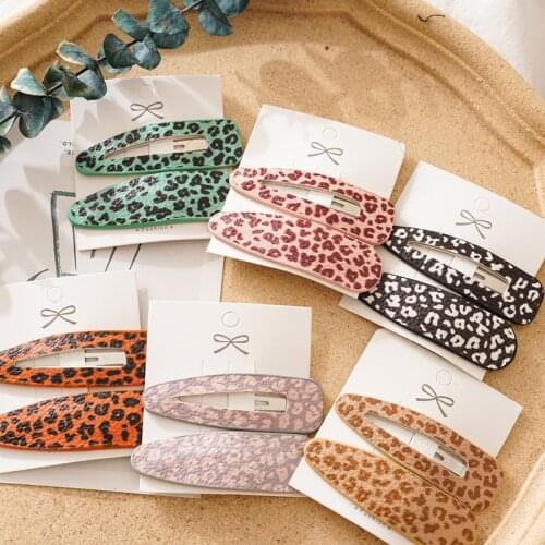 2pcs/lot Fashion Leopard printed drop women hairclips girls hairpins snap clip ladys side clips hair accessories