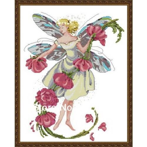 11CT Butterfly Fairy Cross Stitch Embroidery 54*66cm FREE shipping CS-057WM