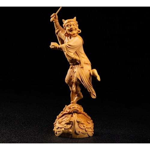 19CM Kuixing Statue Myths Legends Characters wood carved Home Creative Ornaments Home Decoration Wood Crafts Handmade Gifts