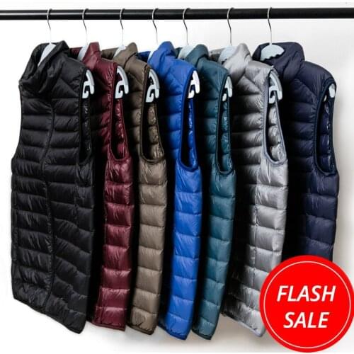 2020 Winter Fashion Brand Ultra Light Duck Down Jackets Mens Down Waistcoat Streetwear Feather Coat Packable Warm Men Clothes