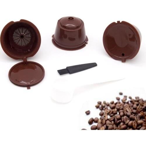 3 Pcs Reusable Coffee Capsule Filter Cup for Nescafe Dolce Gusto Refillable Caps Spoon Brush Filter Baskets Pod Soft Taste Sweet