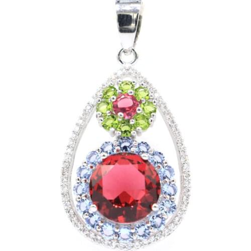 31x11mm Multi Color Tourmaline Citrine Aquamarine Smoky Topaz CZ For Womans Silver Earrings