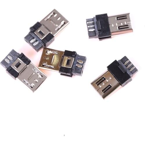 5Pcs DIY USB 5 Pin T Port Male Plug Socket Connector&Plastic Cover