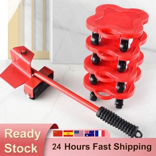5pcs Wheel Bar Mover Device Max Up Furniture Moving Transport Lifter Heavy Object Handling Tool Mover Roller