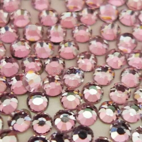 AAAA LT.Pink iron on HotFix Rhinestones SS6~SS20 DMC FlatBack glass crystal for Clothing Dress nail bag Shoes hat DIY decoration