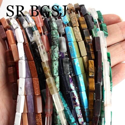 Free Shipping 4x14mm Wholesale Jewelry diy Keshi Rectangle Agat Amazonite Gems Stone Beads Strand 15"