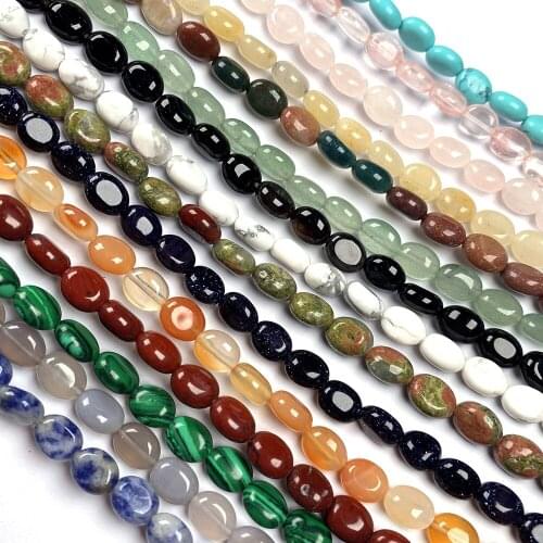 Natural Stone Beads Egg Shape Polished Rose Quartz Green Aventurine Stone Charms for Jewelry Making Necklace Bracelet Gift