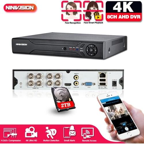 8CH 4K 8MP 5MP 1080P 6 in 1 Digital video recorder for AHD camera analog camera IP camera P2P NVR cctv system DVR H.265 VGA HDMI