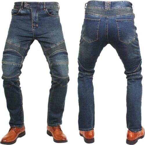 Motorcycle Old cow classic with 4 Pads racing casual straight jeans anti-fall pants off-road motorcycle riding pants men