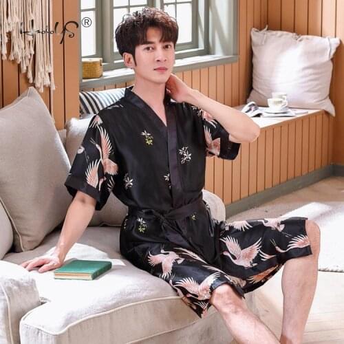 Mens Satin Robe Robes & Women Robe Lovers Wedding Honeymoon Sleepwear Bathrobe Silk Kimono Pajamas Bathrobe Nightdress Gown