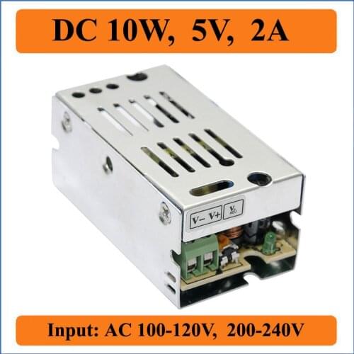 10W 5V 2A Switching Power Supply Small Volume Single Output AC100-240V Voltage Transformer to DC 5V for LED Strip lights Display