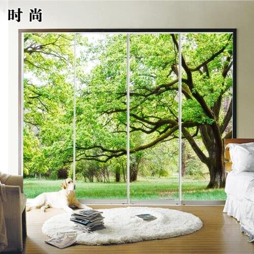 Customized bedroom frosted window glass film balcony sliding door glass sticker sunscreen heat insulation film landscape