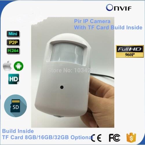 960P HD IP Pir Camera Motion Detector PIR Style CCTV Micro IP Camera SD Card Slot 8GB/16GB/32GB Microphone Optional