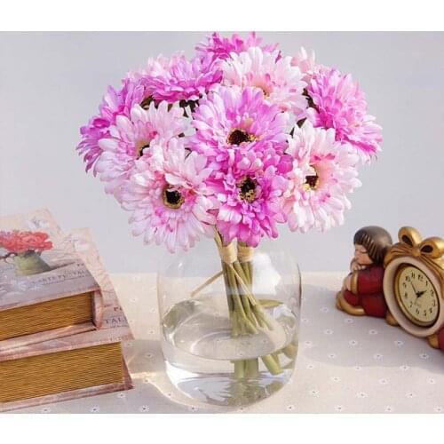 Silk Gerbera Artificial Flowers Cheap for Christmas Home Wedding Decor Accessories Gift Fake Plastic Plants Flower Arrangement