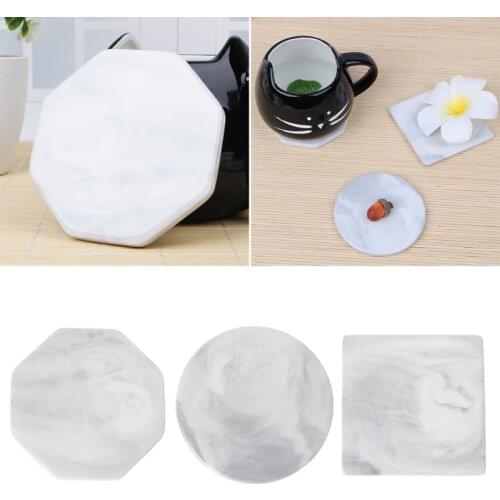 Marble Grain Plating Ceramic Coaster Cup Mats Desktop Non-slip Dining Room Table Decoration Accessories