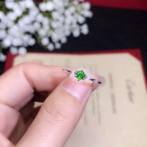 KJJEAXCMY boutique jewelryar 925 Silver-inlaid Natural Blue Diopside Gemstone Ring Support Detection