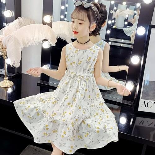 2 4 6 8 10 Years Summer Girl Princess Dress Cotton Sleeveless Dresses Print Kids Dresses for Girls Fashion Children Clothing