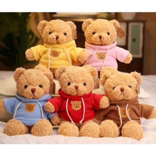 About 28cm lovely cartoon teddy bear plush toy dress coat bear soft doll kids toy Christmas gift b2189