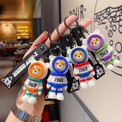 Cute Fashion Space Astronaut Bear Cartoon Key Chain Cartoon Creative Personality Charm Key Chain Lady Bear Doll Bag Key Chain