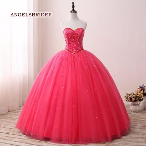 Fashional Pink Quinceanera Dresses for 15 years Sparking Crytsal Tulle Ball Gown Vestidos De 15 Anos Formal Gala Party Gown
