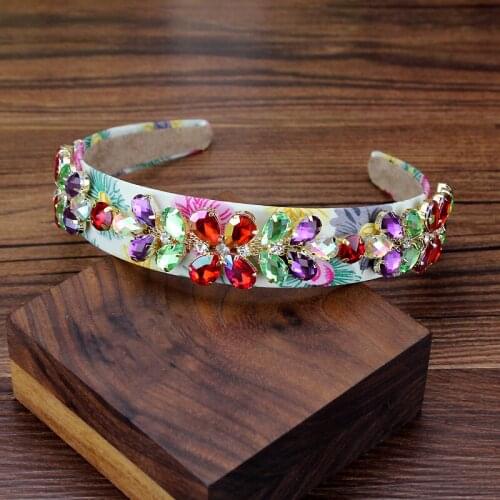 Korean fashion hair accessories colorful crystal chain headband Elegant rhinestone hairband for charming women girls