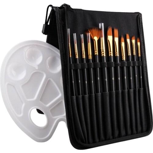 12 pcs / set high quality Nylon Multifunction Paint Brush for Oil Painting Watercolor Acrylic Brush Artist Brush Set Art Craft
