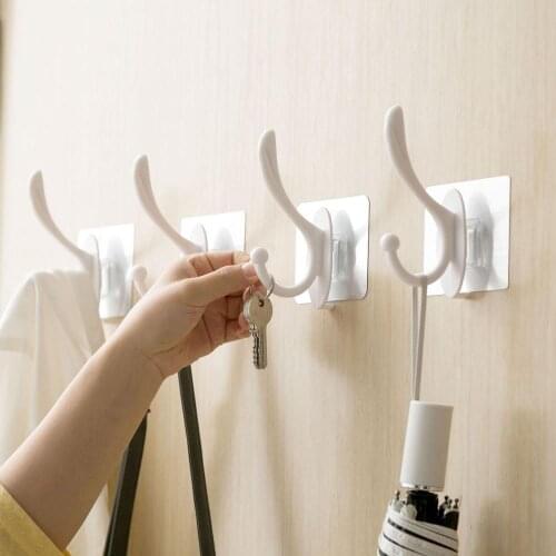 1PC Glue Wall Hooks For Keys Coats Bathroom Kitchen Organizer Hook Rack Key Holder Home Decorative Hooks