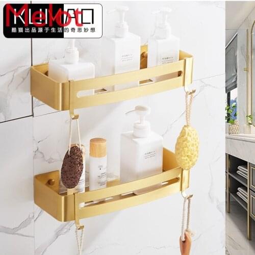 Nordic bathroom drawing gold shelf wall hanging four corner basket toilet mirror cosmetics bathroom toilet Pendant