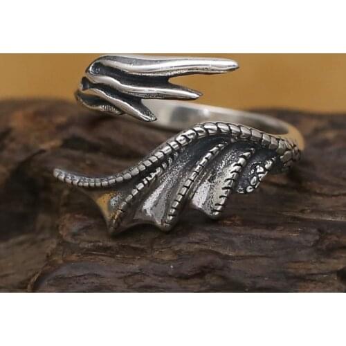 NEW! Handcrafted 925 Silver Dragon Wing Ring Real Pure Silver Ring Vintage Sterling Silver Dragon Wing Ring Jewelry Gift