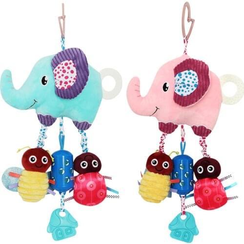 New Arrival Soft Elephant Animal Handbells Rattles Plush Infant Baby Development Handle Toys Hot Selling WIth Teether Baby Toy