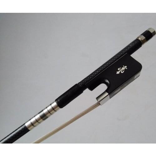 Pro Silver Wire inlay Nice Quality Bass Bow 3/4 Ebony Frog with Carved Flower