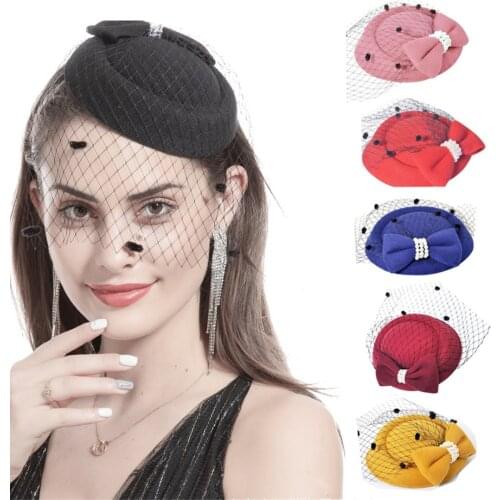 Multicolor Hat Wedding Bride Hair Clips Hairpins Headdress Mesh Yarn Bow Hair Pins Party Women Hairpin Hair Accessories