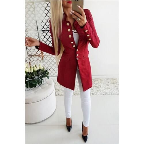 SINFEEL Autumn 2018 Winter Women Jackets Coat Female Warm Jacket Stand Collar Casual Outwear Button Slim Long Coat Overcoat