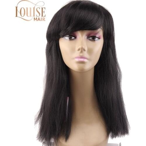 Louise Wig Synthetic Wigs Yaki Straight Hair Heat Resistant Fiber for Black Women Wig With Bangs