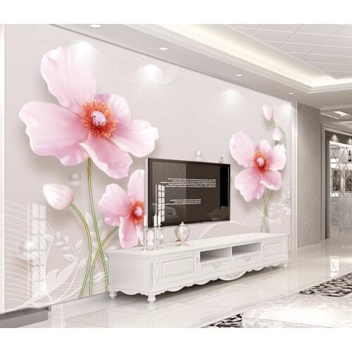 Modern Fashion Living Room Home Interior Decor Wall Mural Wallpaper 3D Stereoscopic Gold Flowers Jewelry Pearl Photo Wallpaper