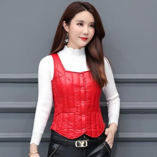U-Neck Ultralight Down Vests Women Winter Down Liner Waistcoat Warm Keeper Woman Packable Sleeveless Jackets Ladies VT-251