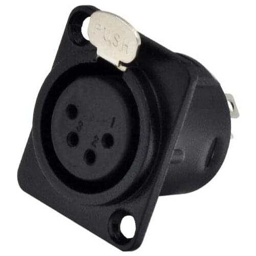 High quality 20pcs/lot NC4FD-L-B-1 Black 4-Pin XLR Chassis Panel Mount