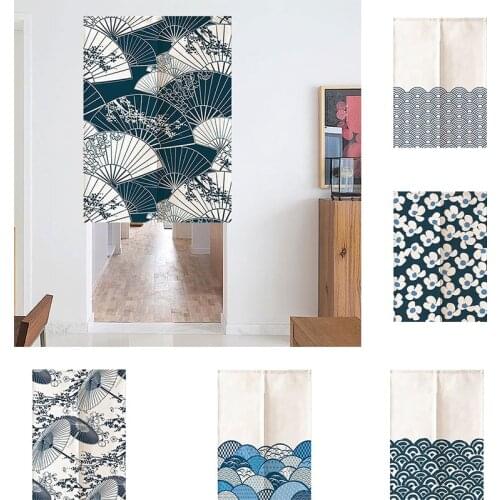 Japanese Bedroom Kitchen Partition Curtain Geomantic Half Panel Curtain No Hole Home Decoration Blackout Curtain