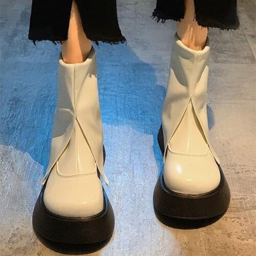 Spring and Autumn New Korean Short Tube Martin Boots Womens Thick Soled Fashion Trend Boots Womens Platform Heels