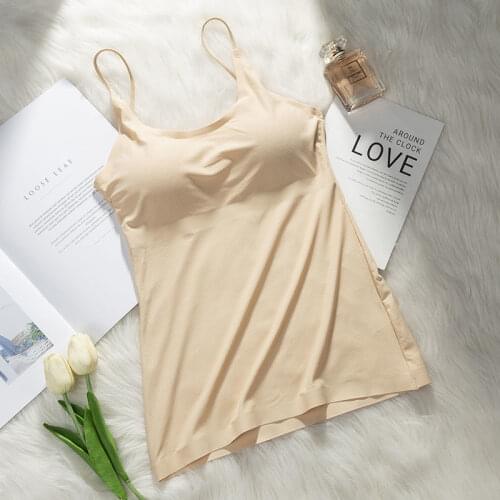 Women 2021 Summer New Fashion Ice Silk Thin Vest Tops Female Slim Underwear Tops Ladies Solid Color Slim Camisole Tops E207