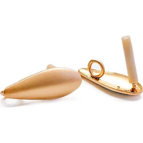 Aurous Gold Color Plated Oval Stud Earring Diy Material Connectors Linker Eardrop Accessories Charms Jewelry Component 6pcs