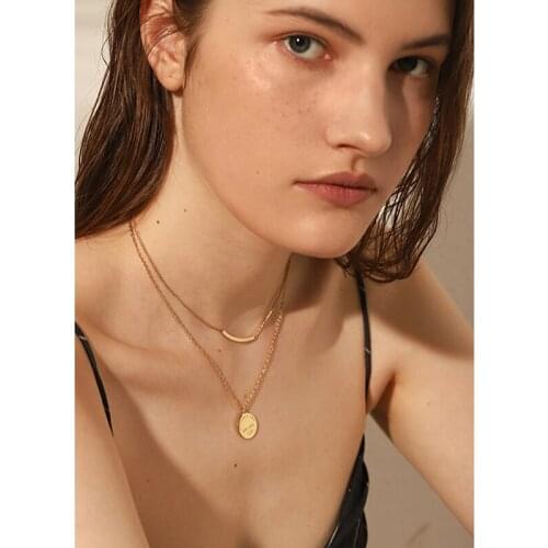 Fashion Personality Gold Double Letter Pendant Womens Necklace Collarbone Chain Hip Hop Thick chain short wide Necklace Jewelry