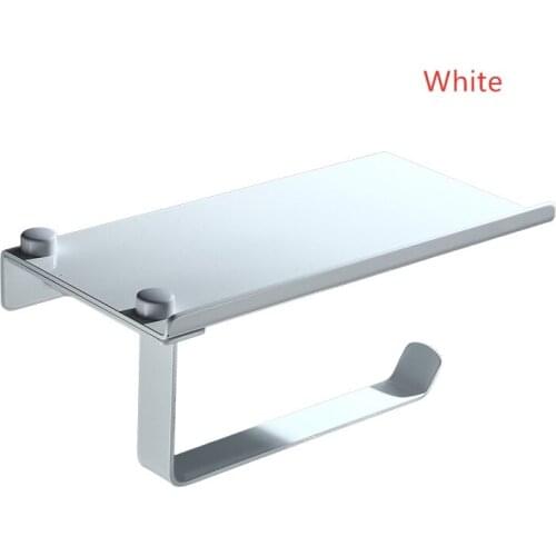 European Style Household Bathroom Toilet White Roll Paper Towel Holder Tissue Rack Paper Box Mobile Phone Holder Bathroom Shelf