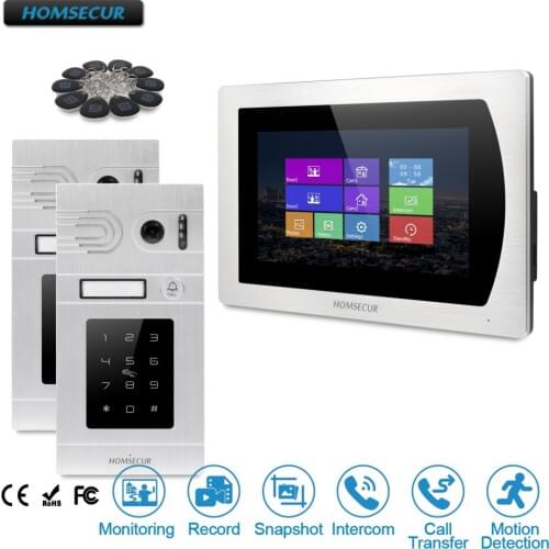 HOMSECUR 7" Video Door Entry Phone Call System+One Button Unlock for Apartment BC071-S + BM717-S