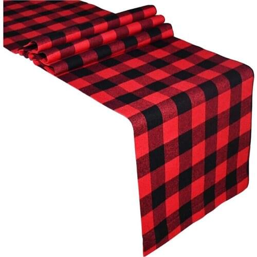 Quality Checkered Tablecloth Cotton Black and Red Plaid Fashion Design, Suitable for Family Dinner Christmas Birthday Party Tabl