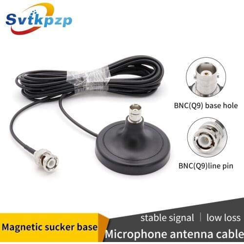 Q9 BNC Connector Magnetic Sucker Antenna for Wireless Microphone 5dB Gain Signal Amplifier with Extension Cable 590MHz to 860MHz