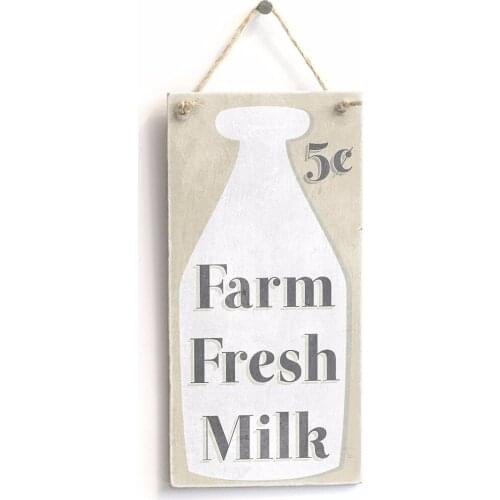Meijiafei Farm Fresh Milk - Country Cottage Farmhouse Kitchen Hanging Sign 10"x5"