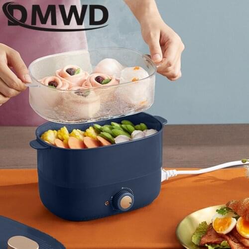 DMWD Multifunction Electric Steamer 2 Layers High Capacity Food Steamer Egg Boiler Steam Cooker Breakfast Machine Timing 350W